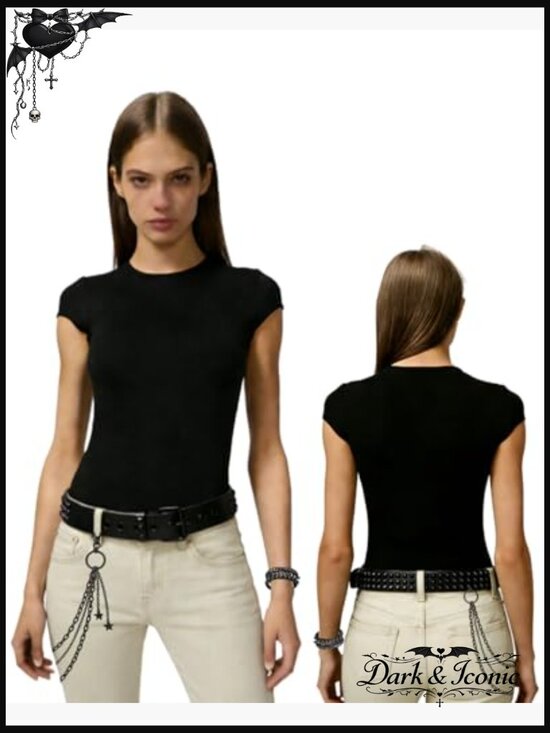 Double Grommet Star Studded Belt with Chains Punk Y2K
